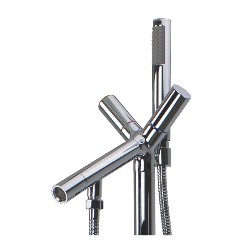 Duvall 2 Handle Floor Tub Filler, Polished Chrome