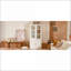 Cabinets, garde-manger rétro blanc cassé avec portes en verre et amp; Rangement à lattes, H 75,25 po x l 36,25 po, panneau de fibres à densité moyenne pour le salon