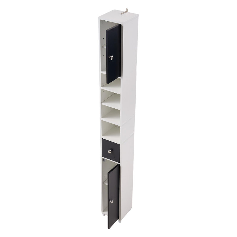 Freestanding Bathroom Cabinet, Black/White