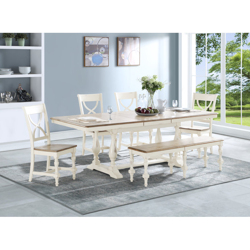 Austun 18" Height Solid Wood Bench, White/Gray
