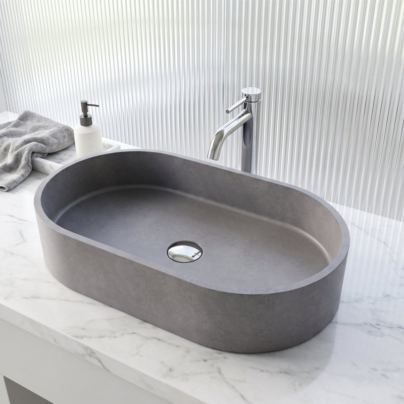 Lavabo de salle de bain vasque ovale gris