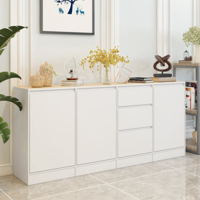 70.9” Wide 3 Drawer 3 Door Accent Cabinet With Adjustable Shelves
