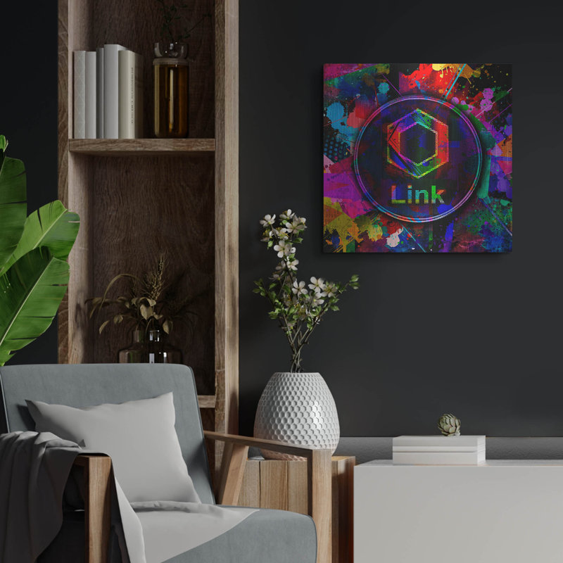 «Link Crypto Coin Color», art mural en métal, H 24 po x l 24 po