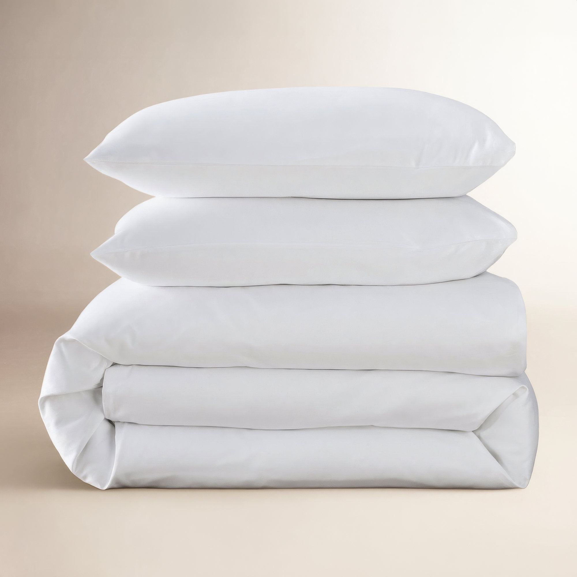 Danfield Cotton Sateen Duvet Cover Set, Full / Queen Duvet Cover + 2 Pillow Shams, White