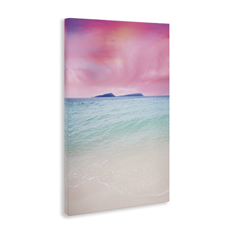 «Pink Sky Shoreline», art mural sur toile par Nataly White, H 45 po x l 30 po