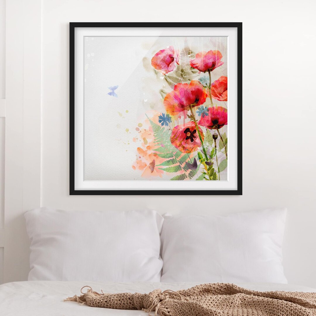 Gerahmter Kunstdruck Poppies Watercolour