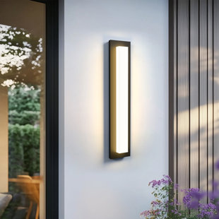 Black Aluminum Rectangular Linear LED Outdoor Wall Light With Acrylic Shade
