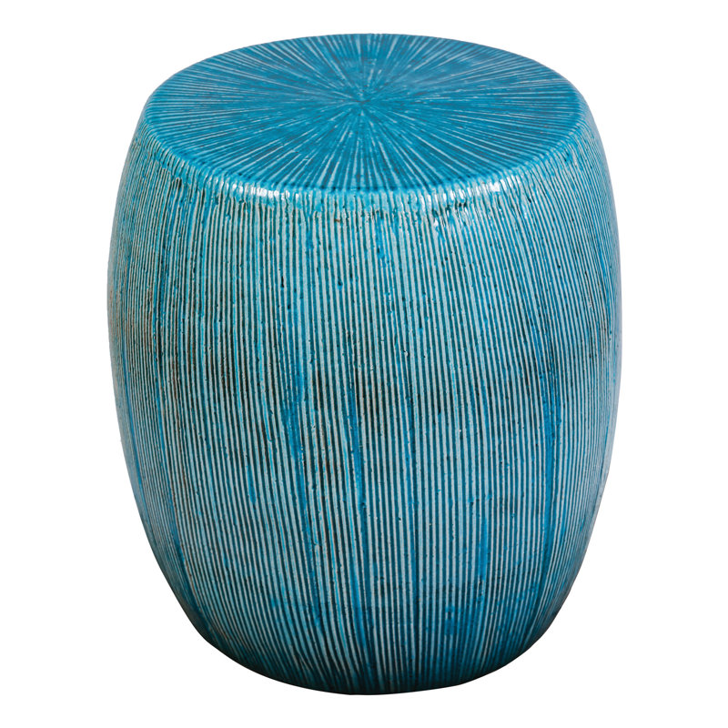 Ceramics Accent Stool, Aquamarine Texture Gloss