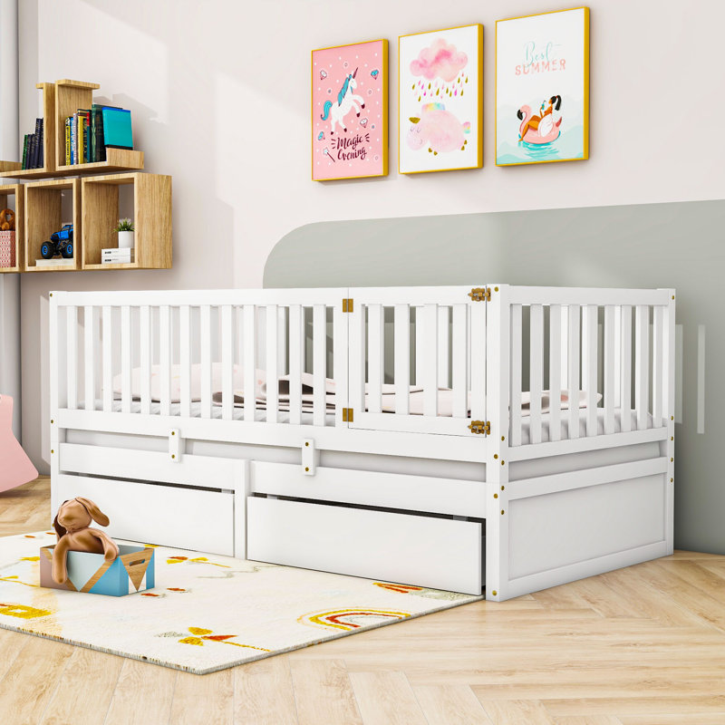 Lit plateforme avec rangement Yisroel, Blanc, Simple