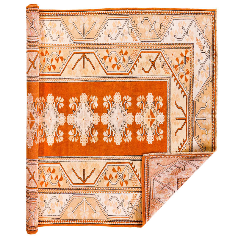 Tapis beige / rouille One-of-a-Kind 6 pi 7 po x 8 pi New Age