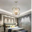 Lustre suspendu moderne à 4 lumières, style ferme, or champagne, avec globes et accents de cristal