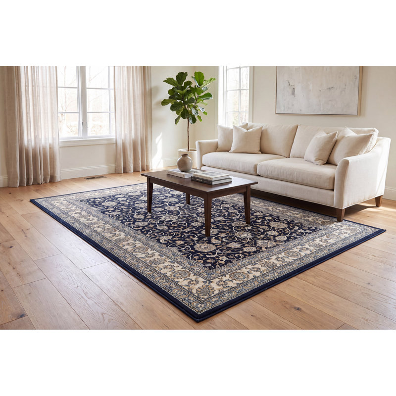 Tapis bleu/ivoire Attell, Rectangle 2 pi x 3 pi 11 po