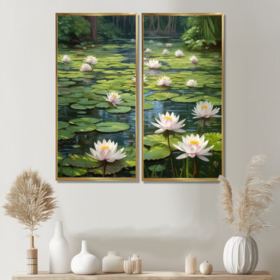 Magical Lotus Lily Pad Pond - Art mural moderne