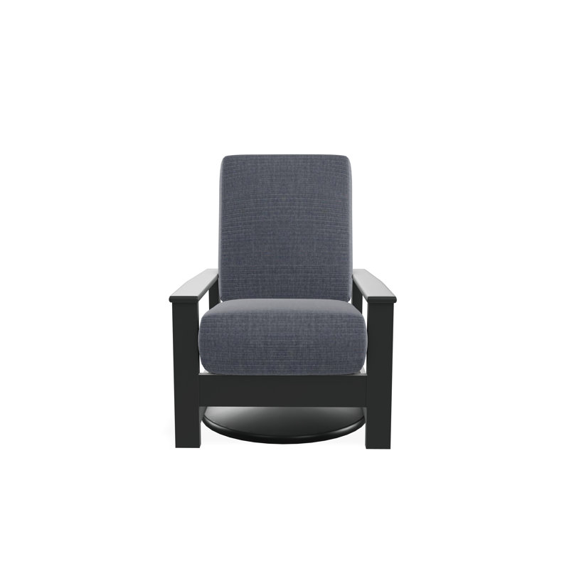 Leeward Polymer Outdoor Lounge Chair, Graphite, Proven Denim