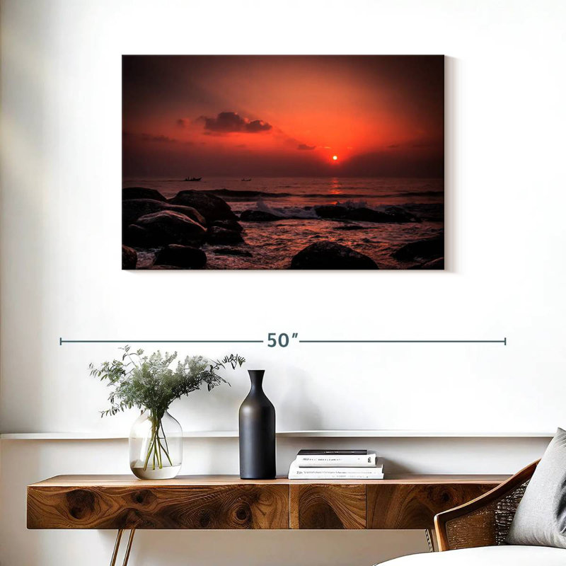 Gillard Rocky Beach Fiery Sunset, H 24 po x l 36 po