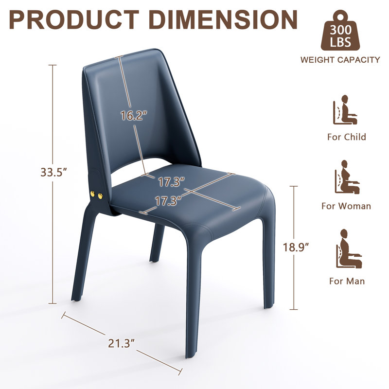 Saddle Leather Dining Chair, Blue