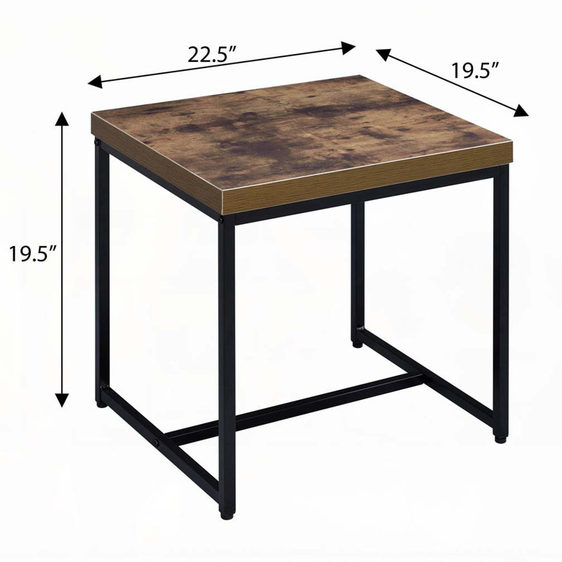 Table de bout rectangulaire en chêne patiné et noir