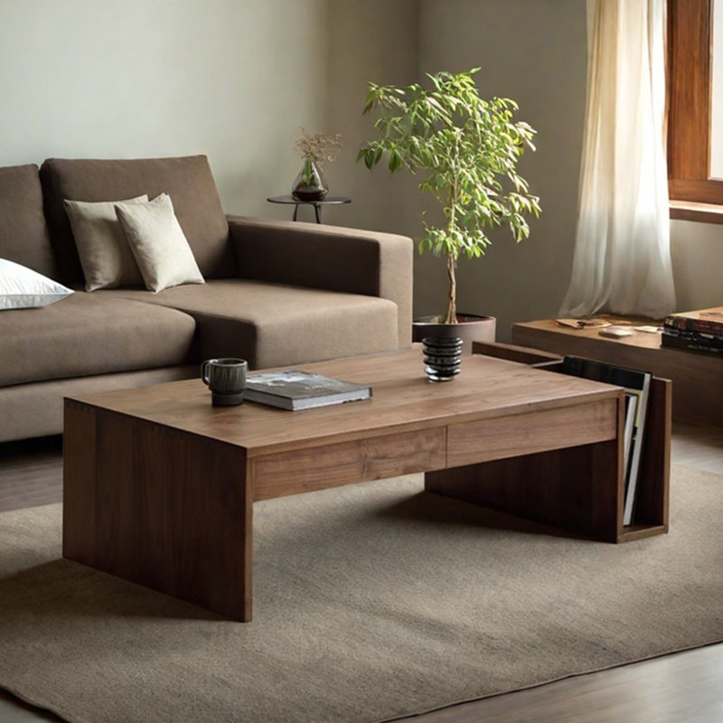 Solid wood coffee table with retro design