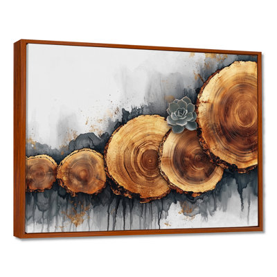 Succulent sur un plateau de rivière en bois I - Décoration murale succulente