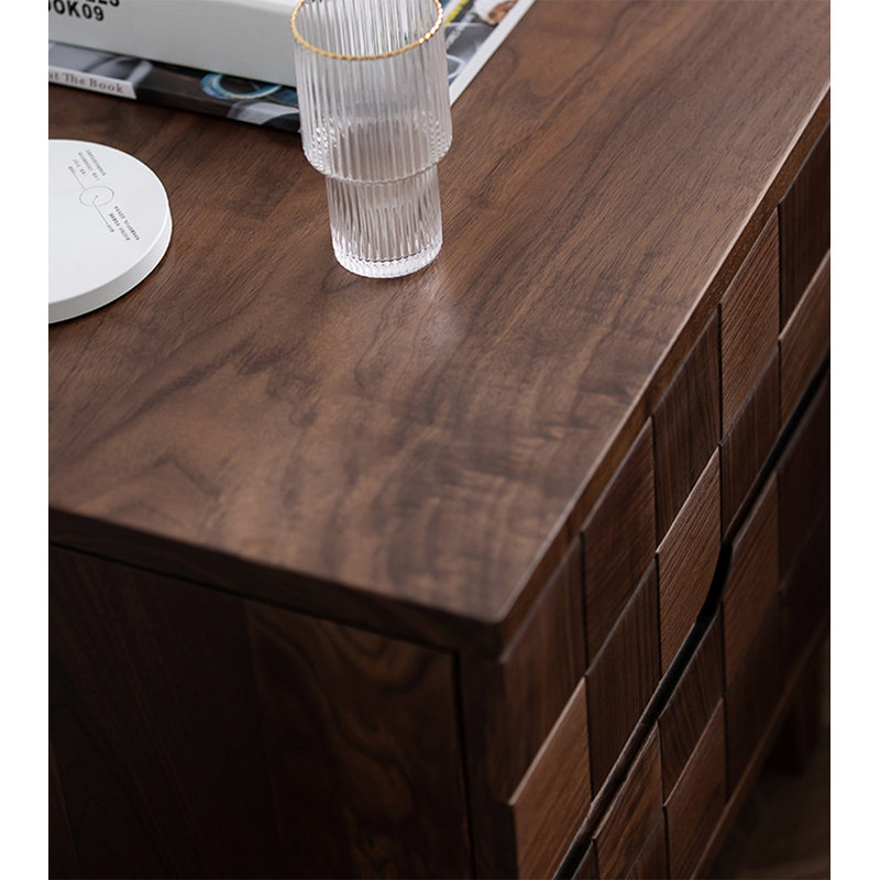 Table de chevet haut de gamme en bois massif, luxueuse chambre à coucher, commode tridimensionnelle