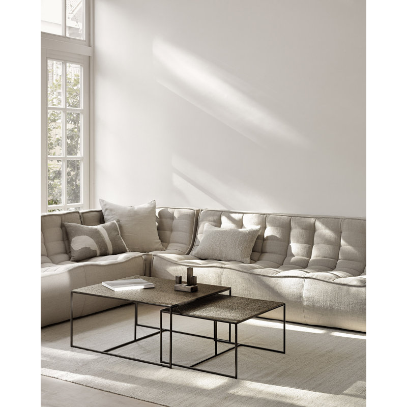 N701 Modular Sofa Set - Combo Left - 1 Seater + 3 Seater + 90° Round Corner, 30" H x 130" W x 79" D, Beige Polyester Blend