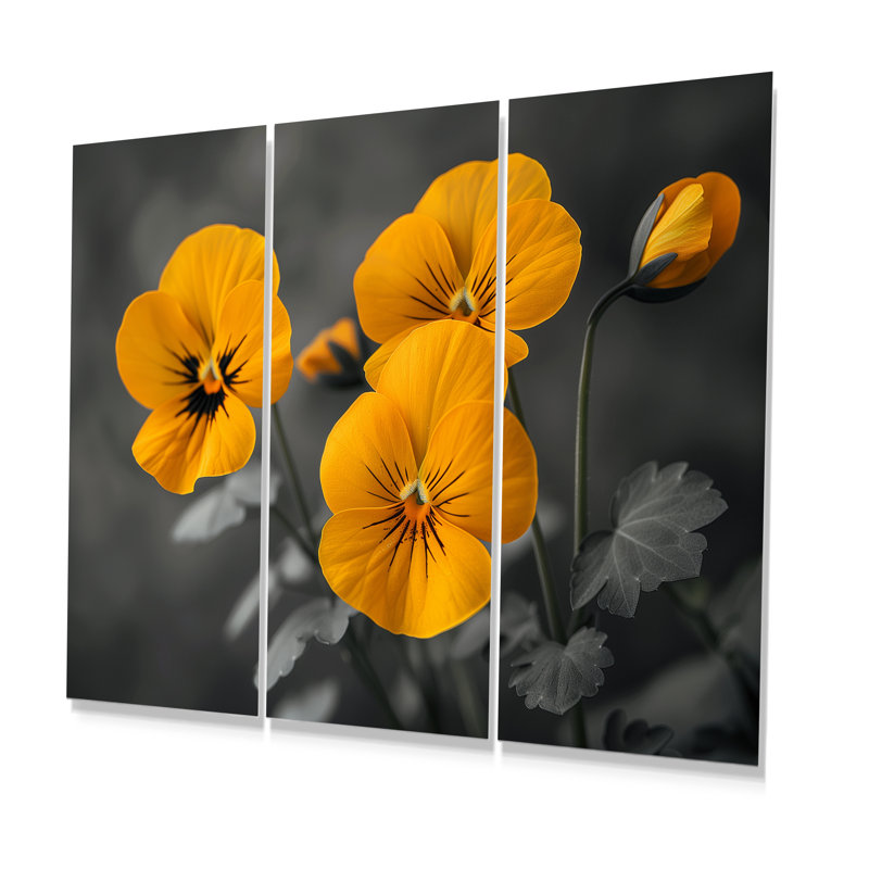 Salley - Ensemble de décorations murales Pansies, Métal métal, H 28 po x l 36 po x P 1 po