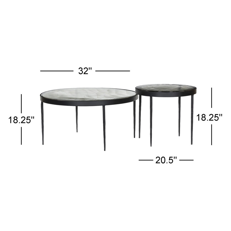 Yoko Nesting Coffee Table, Clear Cast Glass
