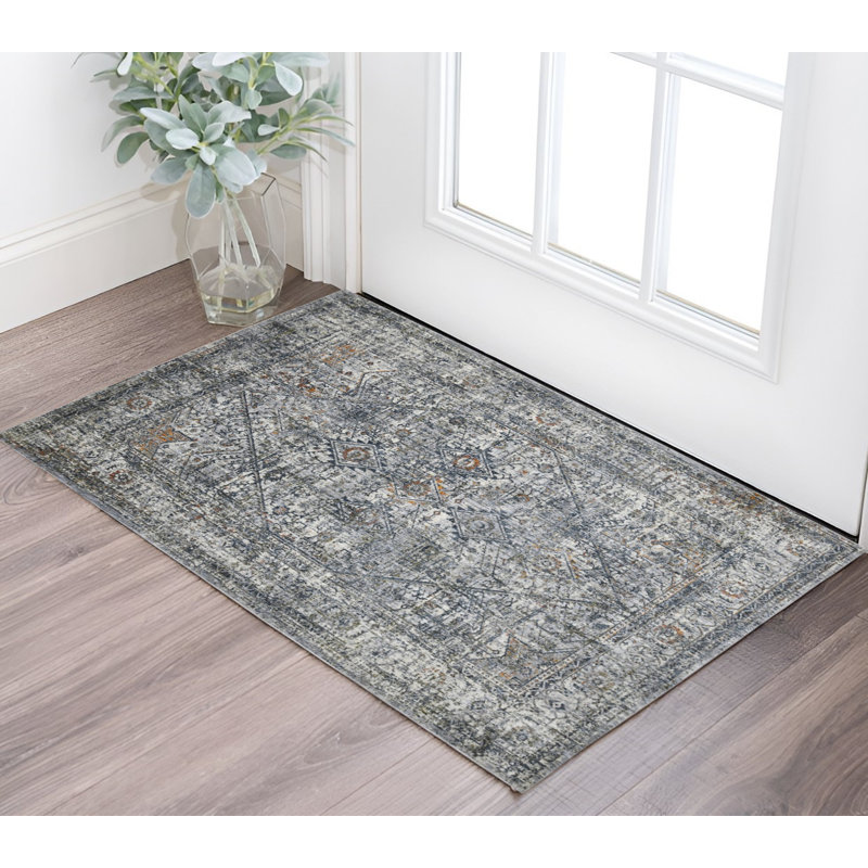 Tapis oriental ivoire et orange 2 pi x 3 pi