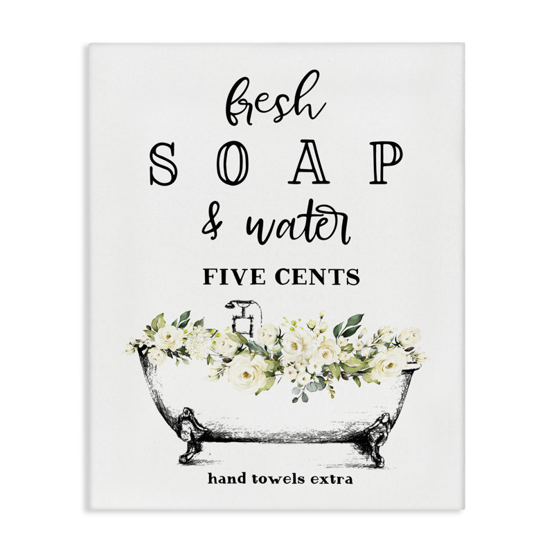 «Fresh Soap And Water Bath Tub Bathroom Design», reproduction d'art graphique, H 40 po x l 30 po