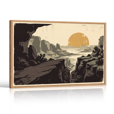 Art mural rétro sur toile avec grand soleil