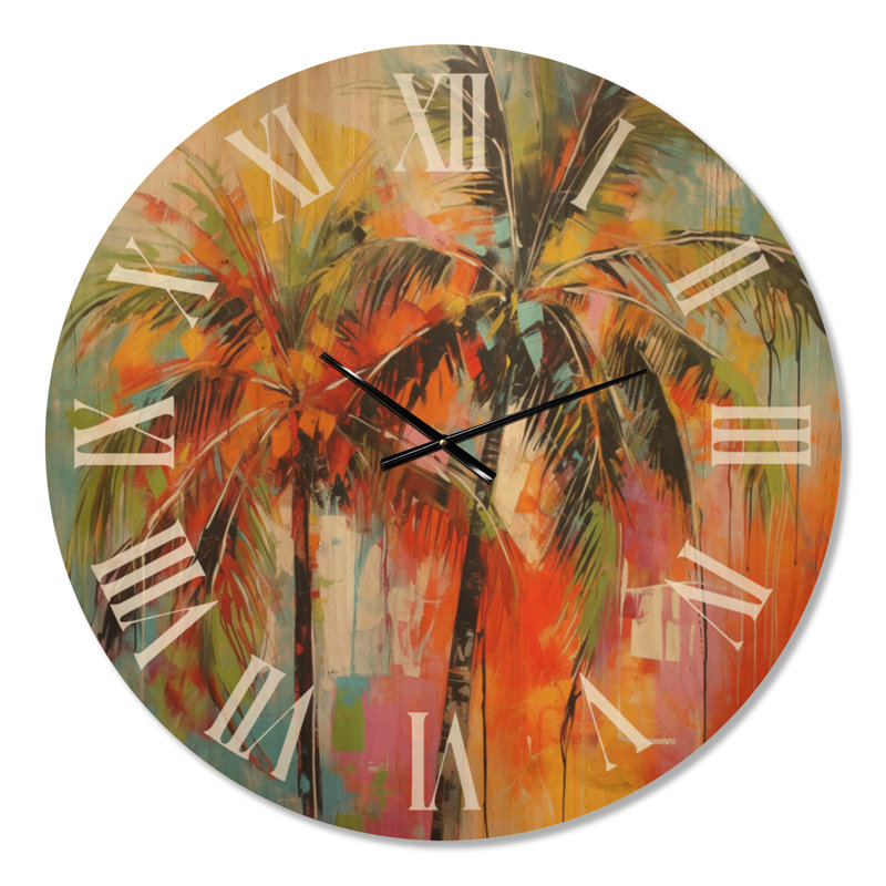 Horloge murale Pop Art Palm Trees I, Oversized