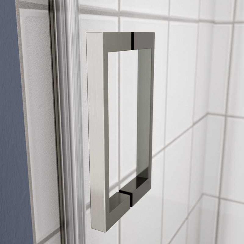 Porte de douche en verre, porte coulissante, avec verre trempé de 5/16 po et finition chrome poli 6074, Chrome chrome