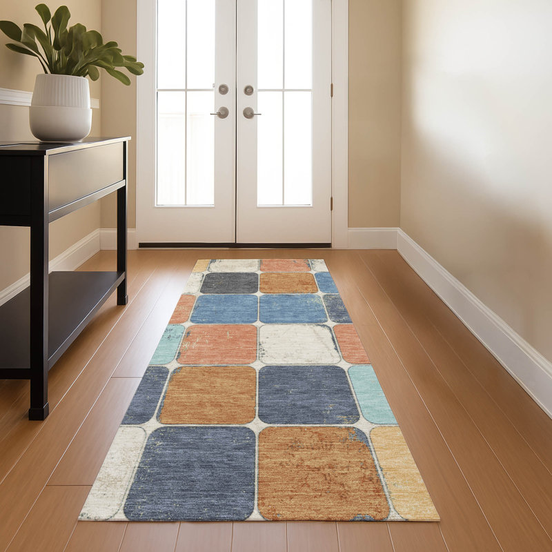 Premium Machine Washable Mayfield Geometric Rug, Runner 2'3" x 7'6"