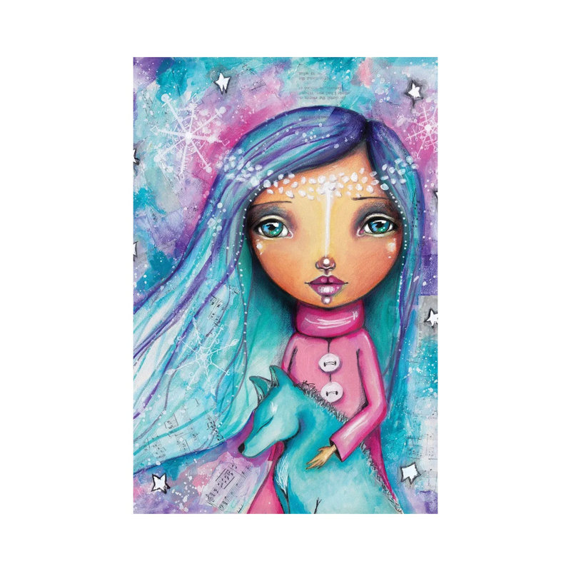 Snow Princess With Wolf by Tamara Laporte - Print on Canvas, Wrapped Canvas, 101.6 cm H x 66.04 cm W x 1.91 cm D
