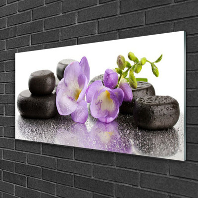 Flower Stones Art - No Frame Print on Glass
