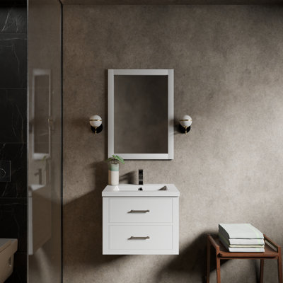 Castor 24 in W x 18 in D Single Bath Vanity, Acrylic Top and 18 in Mirror