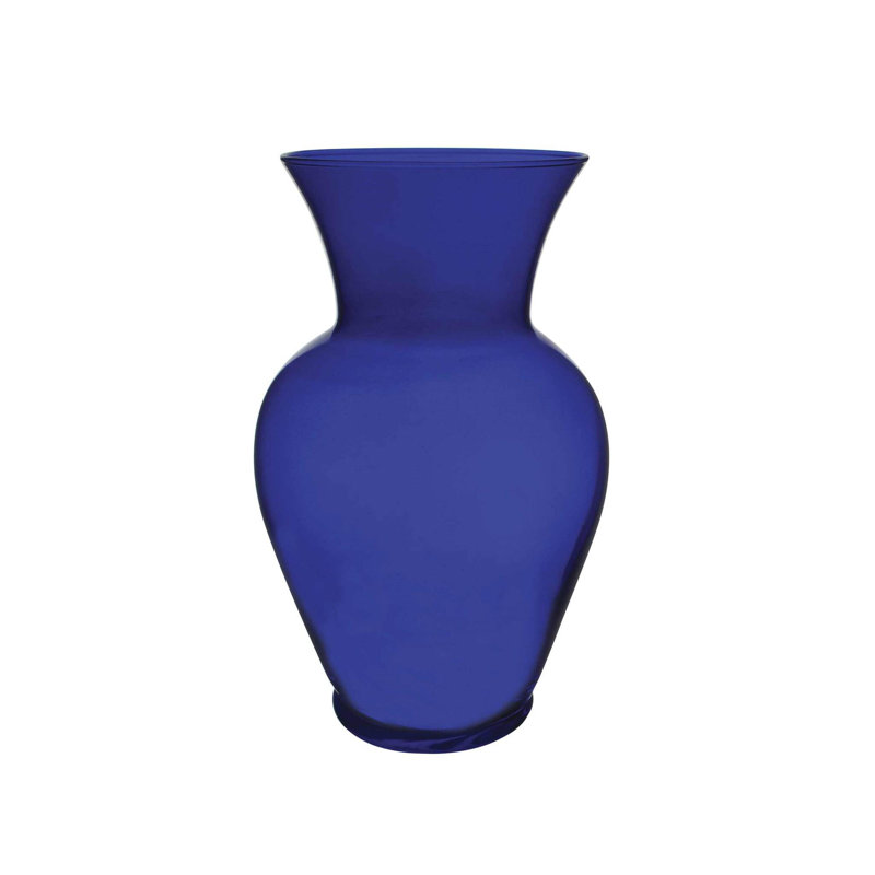 Icole Glass Table Vase, Blue, 9" H x 4.5" W x 4.5" D