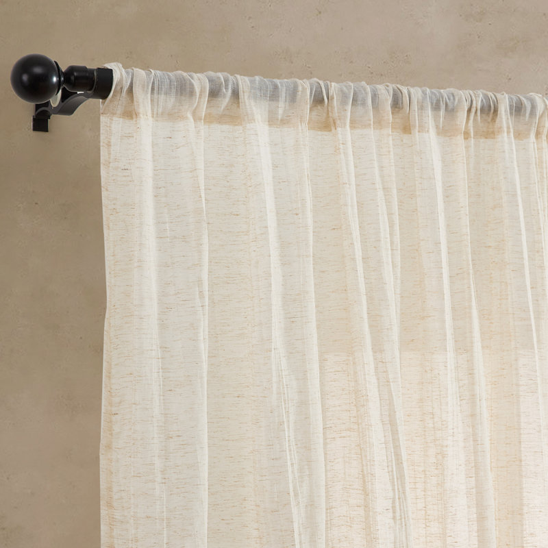 Solid Semi-Sheer Curtain Panels, Natural, 50" W x 84" H