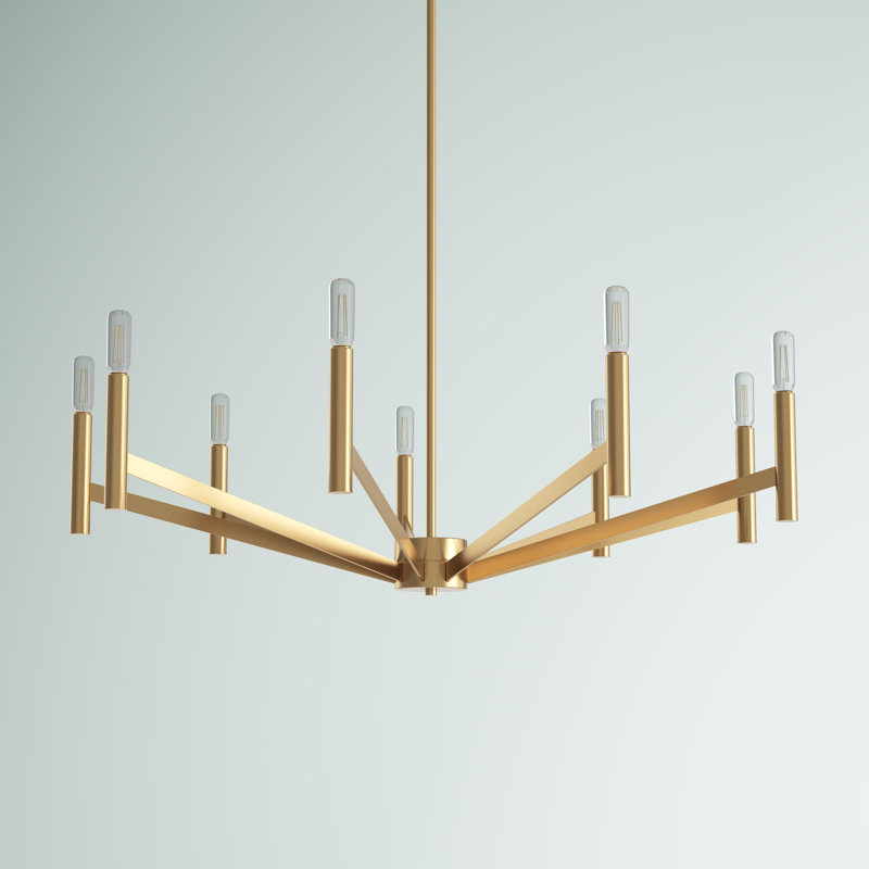 Amedee 9-Light Spider Chandelier, No, Satin Brass