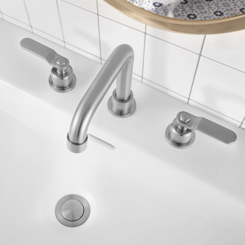 Robinet de salle de bain à 2 poignées avec drain, Nickel brossé