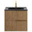 Kora Geo 24" Fluted Wall-Mounted Single Bathroom Vanity with Integrated Ceramic Top & Handles-93609682-93730774