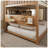 Lucky Furniture 57.3" W x 78.9" D x 57.1" H Integrated Shelving Solid Wood Full Over Full Bunk Bed-1720907053