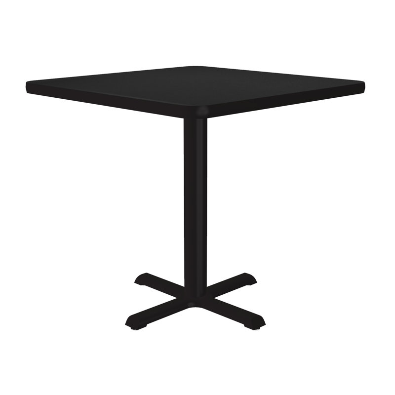 Correll 24 Square Café & Break Room Bistro Table, Black Granite Thermal Fused Laminate Top, Cast Iron Base, Levelling Glides