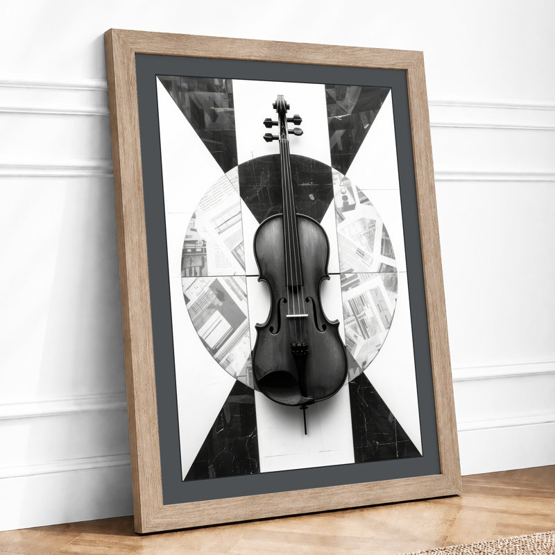 Violin Symmetry Modern - Framed Print, A2 - 59.4 x 42.0 cm, Oak
