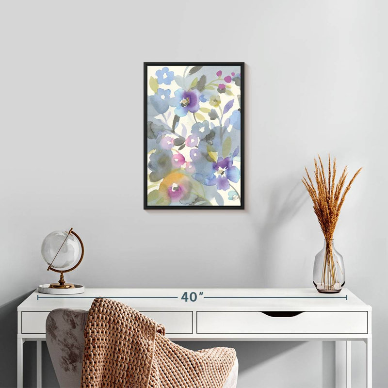 Floral Jewel Garden II, 13 po x 19 po, Cadre flottant noir