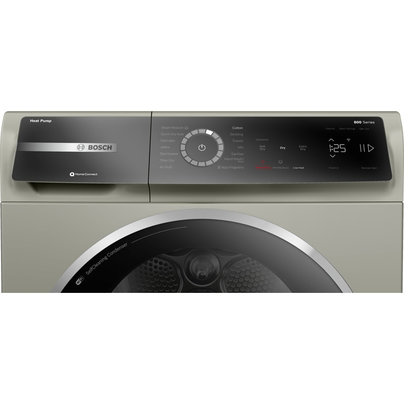 Bosch 800 Series Compact Electric Ventless Dryer With Heat Pump 24 Inch in Pearl Steel