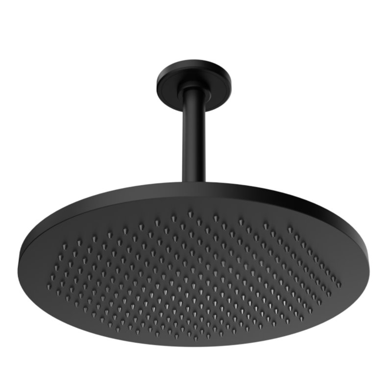 Rainstone Rainshower Head - Modern, 12", Matte Black