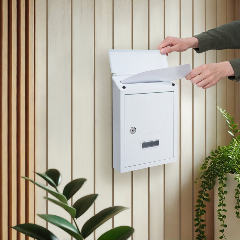 Celes Steel Wall Mounted Post Box, White