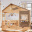 Lit maison avec tablette, crochets latéraux, cadre de lit avec tiroirs de rangement et DEL-370944681-370944682