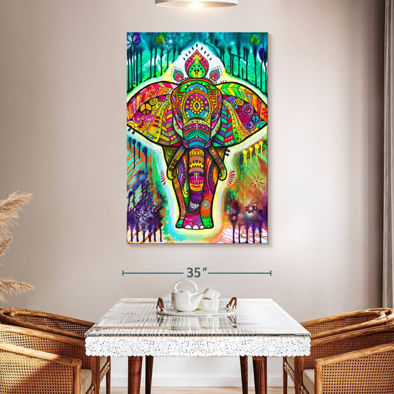 Brampt Rainbow Elephant II, 51" H x 34" W